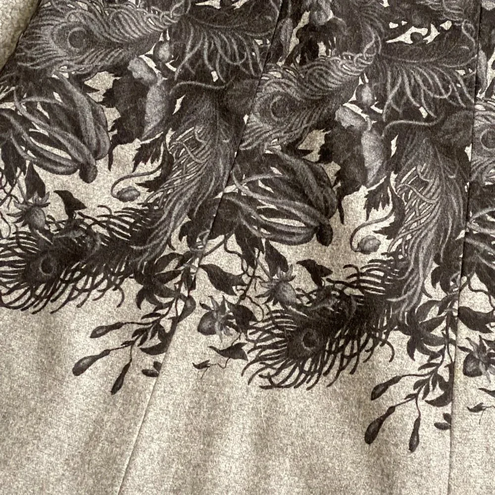 ❤️ Talbots A-line Wool Skirt in Gray with Floral Print Vey Pretty US8   - O81